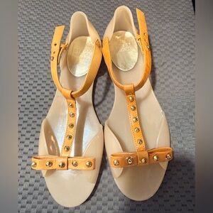 Stuart Weitzman Gold Studded Jelly Sandals Size 36
